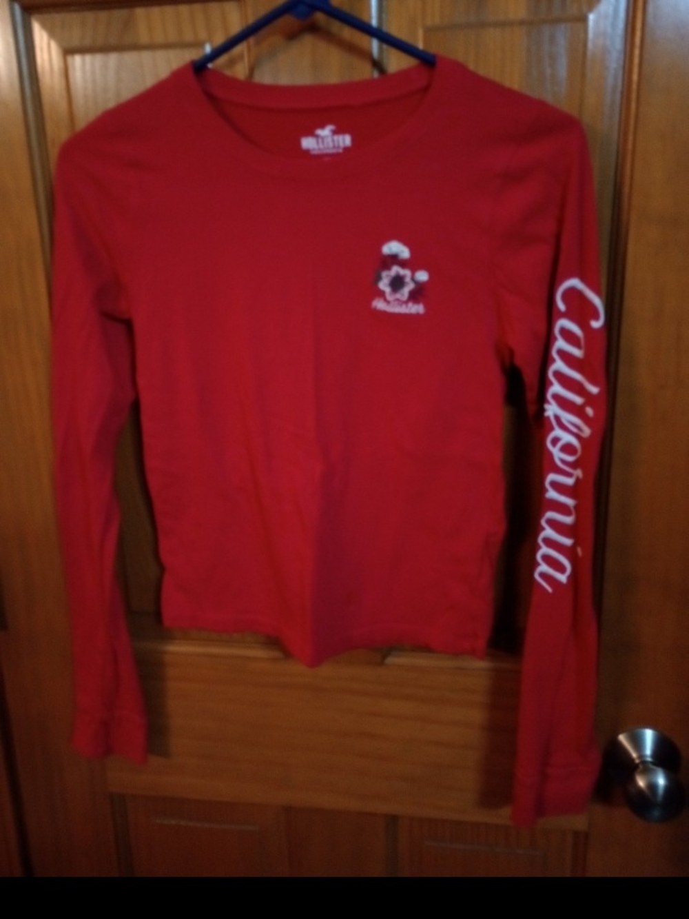 Hollister  Red Long Sleeve 'California' Graphic Tee